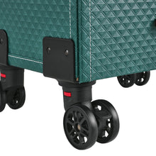 Load image into Gallery viewer, 3 in 1 Large Dark Green Cosmetic Trolley Case on 360 Swivel Castors Wheels Makeup Organizers Living and Home