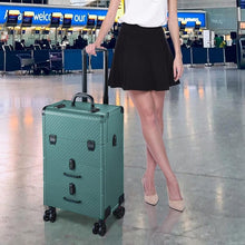 Load image into Gallery viewer, 3 in 1 Large Dark Green Cosmetic Trolley Case on 360 Swivel Castors Wheels Makeup Organizers Living and Home