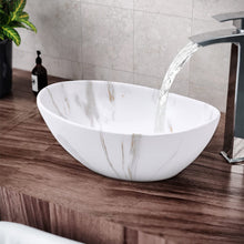 Load image into Gallery viewer, 41.5cm W x 13.5cm D White Oval Marble Vessel Bathroom Sink Bathroom Sinks Living and Home