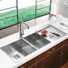 Load image into Gallery viewer, Stainless Steel Inset Kitchen Sink, Double Bowl Drainer Overflow Living and Home