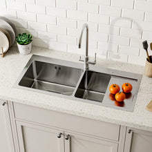 Load image into Gallery viewer, Stainless Steel Inset Kitchen Sink, Double Bowl Drainer Overflow Living and Home
