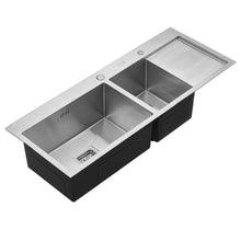 Load image into Gallery viewer, Stainless Steel Inset Kitchen Sink, Double Bowl Drainer Overflow Living and Home