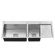 Load image into Gallery viewer, Stainless Steel Inset Kitchen Sink, Double Bowl Drainer Overflow Living and Home