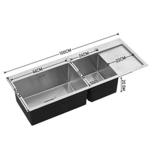 Load image into Gallery viewer, Stainless Steel Inset Kitchen Sink, Double Bowl Drainer Overflow Living and Home
