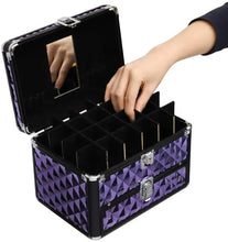 Load image into Gallery viewer, 2in1 Purple Diamond Pattern Makeup Case with Mirror Makeup Organizers Living and Home