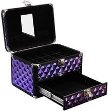 Load image into Gallery viewer, 2in1 Purple Diamond Pattern Makeup Case with Mirror Makeup Organizers Living and Home
