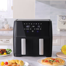 Load image into Gallery viewer, 8L Black Touch Screen Air Fryer with Dual Basket