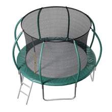 Load image into Gallery viewer, 6FT/8FT/10FT/12FT/14FT Outdoor Enclosure Trampoline with Ladder in Green Living and Home