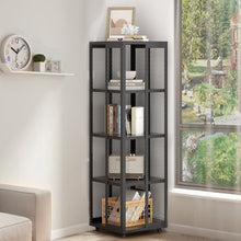 Load image into Gallery viewer, Black Steel 4-Tier Bookcase Files Storage Rack