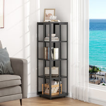 Load image into Gallery viewer, Black Steel 4-Tier Bookcase Files Storage Rack
