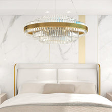 Load image into Gallery viewer, Lightsin Brass Ring Multi-Tiered Crystal LED Pendant Light Lightsin