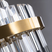 Load image into Gallery viewer, Lightsin Brass Ring Multi-Tiered Crystal LED Pendant Light Lightsin