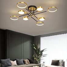 Load image into Gallery viewer, Lightsin Sleek Modern Brass and Black Circular LED Ceiling Light Lightsin 8-Light