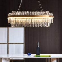 Load image into Gallery viewer, Lightsin Brass Ring Multi-Tiered Crystal LED Pendant Light Lightsin UK Oval 80cm L x 30cm W x 26cm H ( 2-Tier)