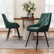 Load image into Gallery viewer, 88cm Height Set of 2 Green Dining Chair Accent Chair Velvet Upholstery Dining Chairs Living and Home