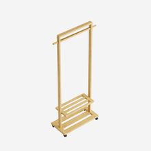 Load image into Gallery viewer, Bamboo Clothing Rack with Storage Shelves