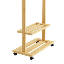 Load image into Gallery viewer, Bamboo Clothing Rack with Storage Shelves