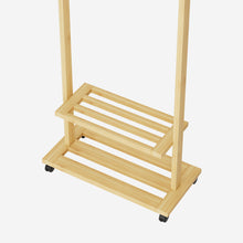 Load image into Gallery viewer, Bamboo Clothing Rack with Storage Shelves