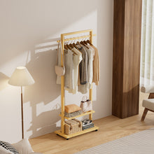 Load image into Gallery viewer, Bamboo Clothing Rack with Storage Shelves