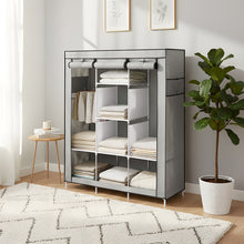 Load image into Gallery viewer, Portable Fabric Wardrobe with 8 Shelves and 2 Side Pockets