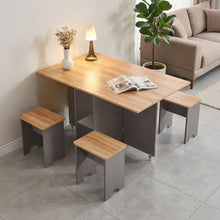 Load image into Gallery viewer, Drop Leaf Dining Table Set with 4 Stools