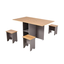 Load image into Gallery viewer, Drop Leaf Dining Table Set with 4 Stools