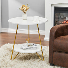 Load image into Gallery viewer, Chic 58 cm Geometric Two-Tier Round Table with Gold Frame Living and Home