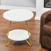 Load image into Gallery viewer, Chic 58 cm Geometric Two-Tier Round Table with Gold Frame Living and Home