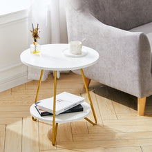 Load image into Gallery viewer, Chic 58 cm Geometric Two-Tier Round Table with Gold Frame Living and Home