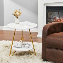 Load image into Gallery viewer, Chic 58 cm Geometric Two-Tier Round Table with Gold Frame Living and Home