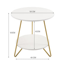 Load image into Gallery viewer, Chic 58 cm Geometric Two-Tier Round Table with Gold Frame Living and Home