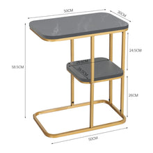 Load image into Gallery viewer, Stylish C-Shaped Two-Tier Side Table with Black Stone Pattern Living and Home