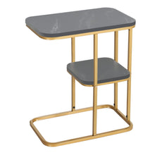 Load image into Gallery viewer, Stylish C-Shaped Two-Tier Side Table with Black Stone Pattern Living and Home