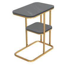 Load image into Gallery viewer, Stylish C-Shaped Two-Tier Side Table with Black Stone Pattern Living and Home