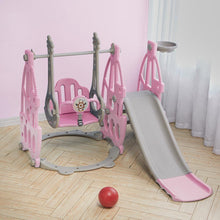 Load image into Gallery viewer, 3 in 1 Kids Swing and Slide Set Toddler Climber Playset Swing Sets & Playsets Living and Home Pink and Grey