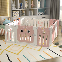 Load image into Gallery viewer, Kids Safety Play Yard Blue Foldable Home Activity Center Play Yard Living and Home 14 Panels Pink