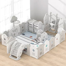 Load image into Gallery viewer, Folding Baby Play Pen Basketball Hoop and Mat Kids Activity Center Play Yards Living and Home