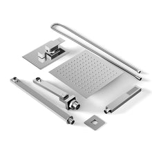 Load image into Gallery viewer, Sliver/Black Chrome Plated Square Concealed Showerhead and Handshower Mixer Set Shower Systems Living and Home