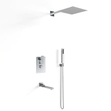 Load image into Gallery viewer, Sliver/Black Chrome Plated Square Concealed Showerhead and Handshower Mixer Set Shower Systems Living and Home