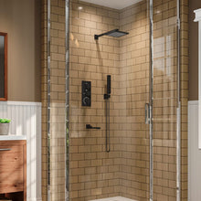 Load image into Gallery viewer, Chrome Square/Round Thermostatic Handshower and Showerhead Mixer Set Shower Systems Living and Home Black Square Showerhead