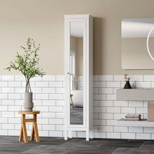 Load image into Gallery viewer, Slim White Tall Cabinet with Mirror Door