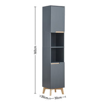 Load image into Gallery viewer, Grey Tall Bathroom Cabinet with Solid Wood Legs Living and Home