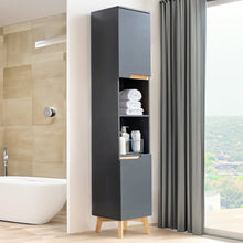 Load image into Gallery viewer, Grey Tall Bathroom Cabinet with Solid Wood Legs Living and Home