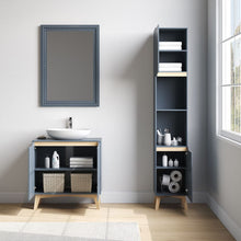 Load image into Gallery viewer, Grey Tall Bathroom Cabinet with Solid Wood Legs Living and Home
