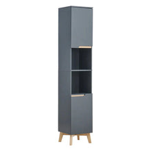 Load image into Gallery viewer, Grey Tall Bathroom Cabinet with Solid Wood Legs Living and Home