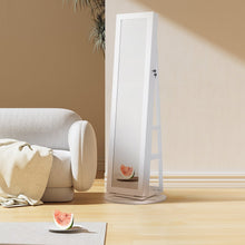 Load image into Gallery viewer, White Rotating Jewelry Organizer Cabinet with Mirror Living and Home