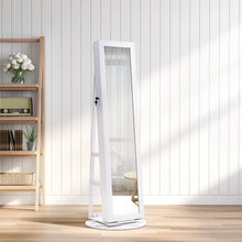 Load image into Gallery viewer, White Rotating Jewelry Organizer Cabinet with Mirror Living and Home