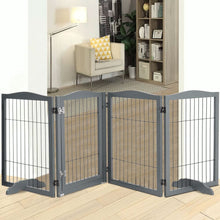 Load image into Gallery viewer, 4-Panel Wooden Folding Pet Playpen Pet Playpens Living and Home Black 224cm W x 1.8cm D x 80cm H