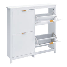Load image into Gallery viewer, Flip Down Wood Shoe Cabinet in White
