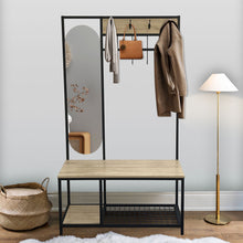 Load image into Gallery viewer, Coat Rack with Shoe Bench and Mirror
